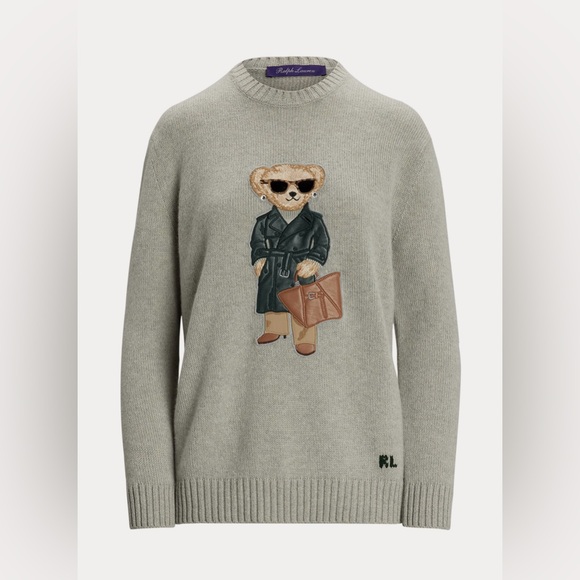 Ralph Lauren Purple Label Sweaters - RALPH LAUREN COLLECTION RACING GREEN TRENCH POLO BEAR CASHMERE SWEATER